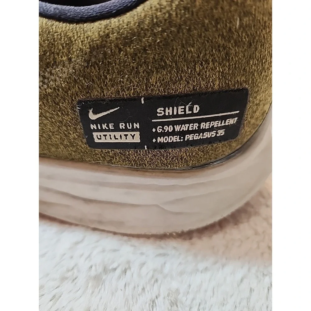Nike Air Zoom Pegasus 35 Shield Mens 11.5 Olive Flak Running Shoes Sneakers